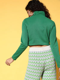 SASSAFRAS Women Green Solid Long Sleeves Top