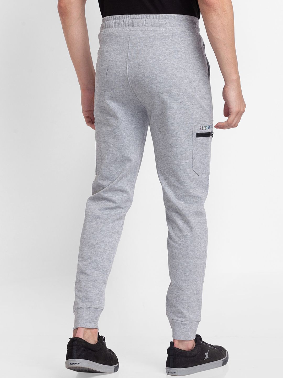 SPYKAR Men Melange Grey Solid Slim-Fit Cotton Jogger