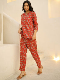 SANSKRUTIHOMES Women Printed Pure Cotton Night suit