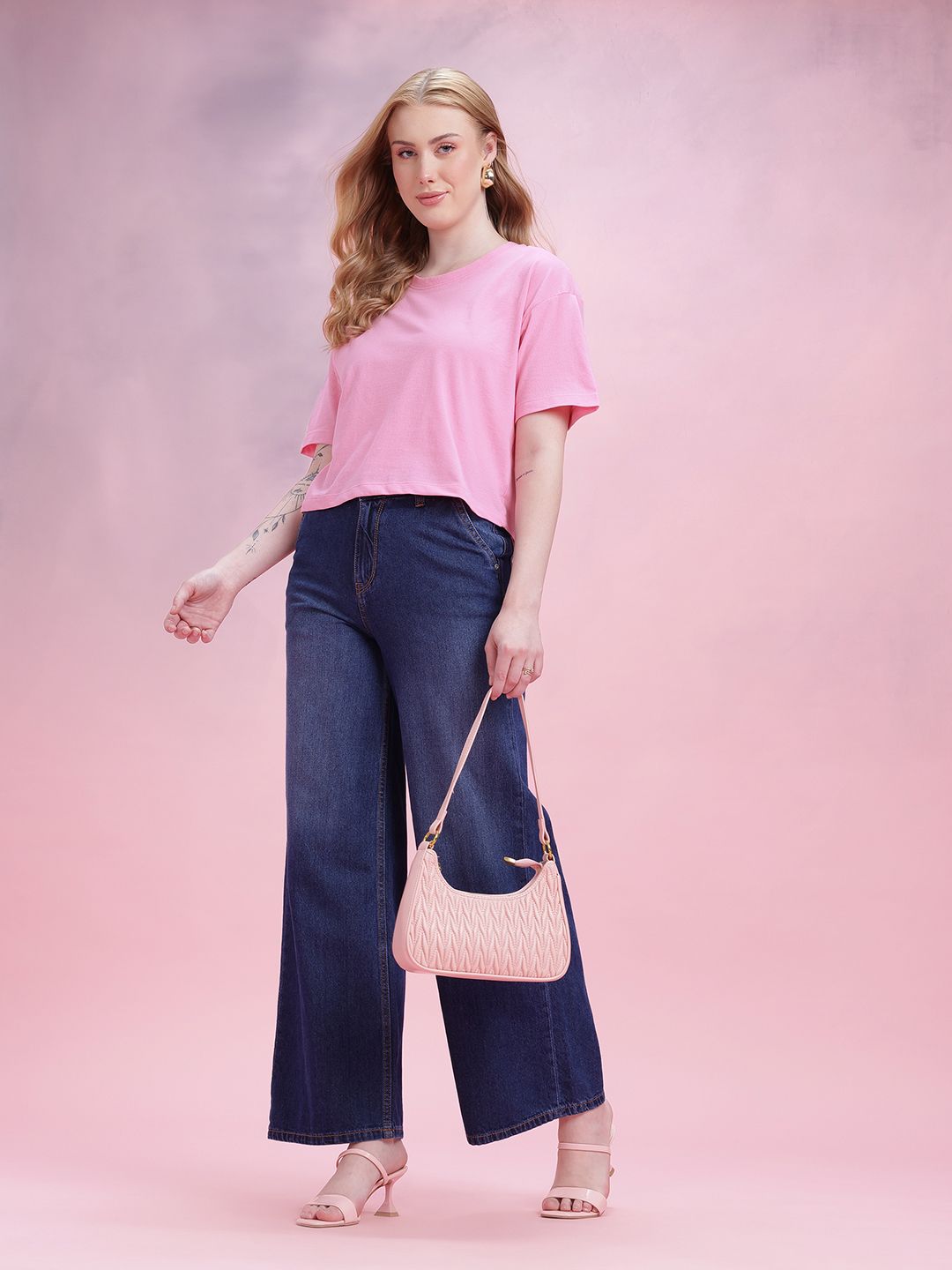 DressBerry Drop-Shoulder Sleeves Relaxed T-shirt