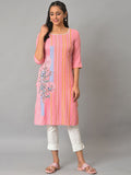 AURELIA Ethnic Motif Printed Square Neck Straight Kurta