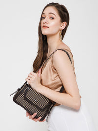 Berrylush Checked Structured Cotton Sling Bag