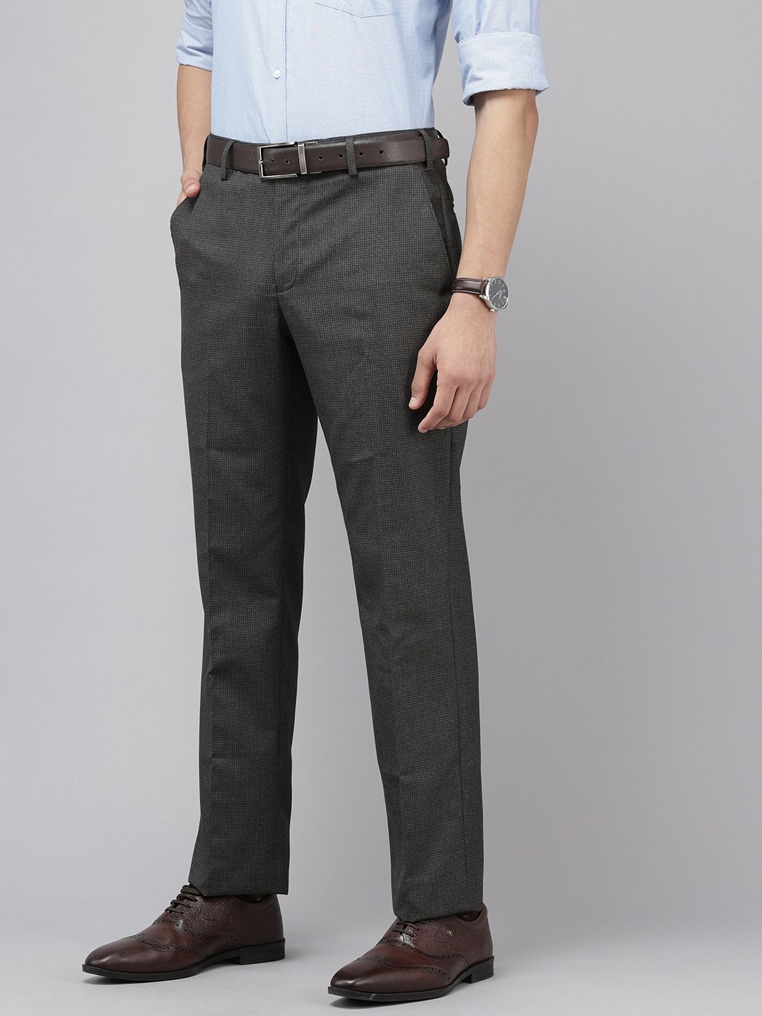 Park Avenue Men Checked Formal Trousers