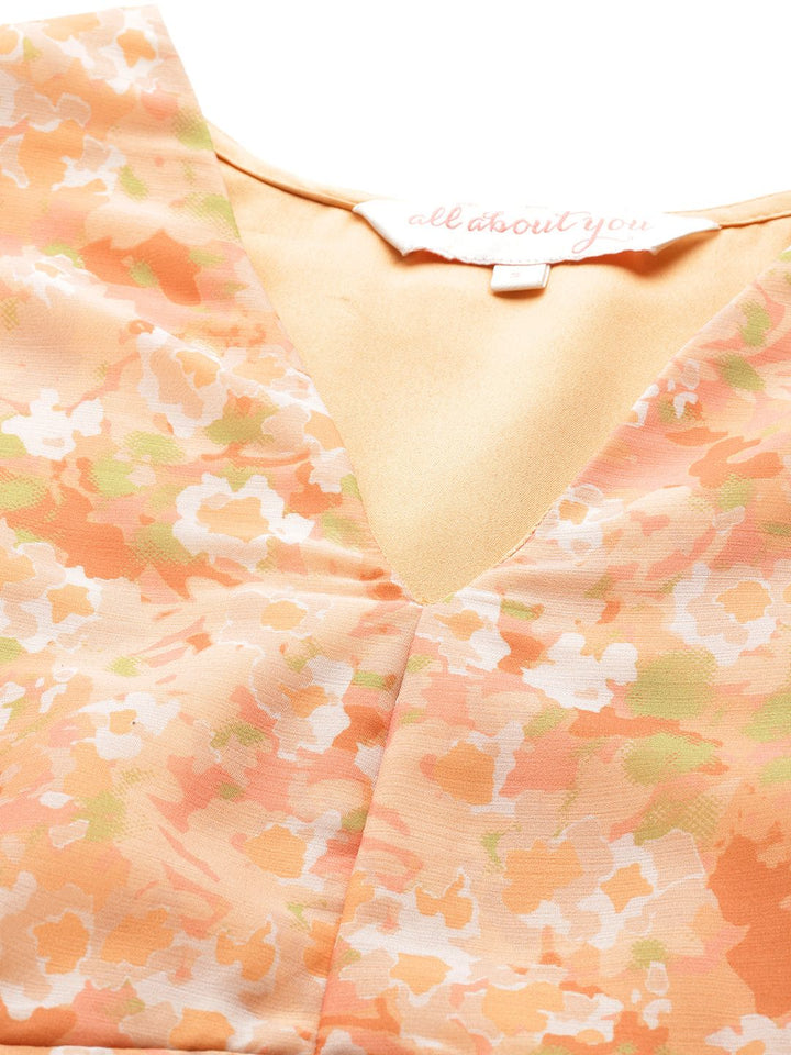 all about you Floral Print Puff Sleeve A-Line Midi Dress