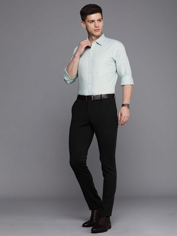 Raymond Men Slim Fit Micro Checks Pure Cotton Formal Shirt