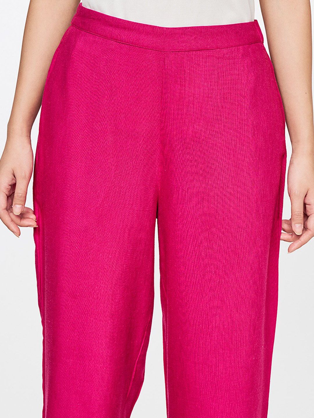 Global Desi Women Pink Straight Fit Trousers