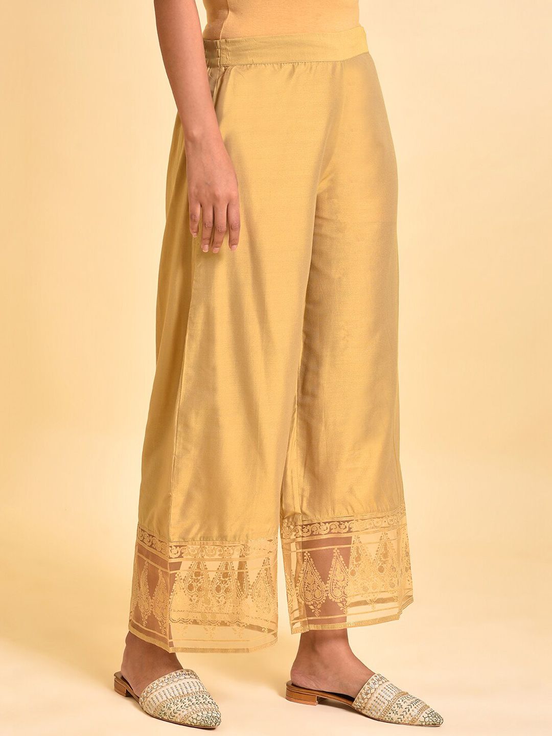 W Women Ethnic Motif Hem Design Palazzos