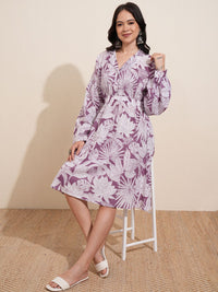 Vishudh  Women Floral Print Midi Shirt  Dress