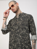 VASTRADO Leafy Printed Mandarin Collar Straight Kurta