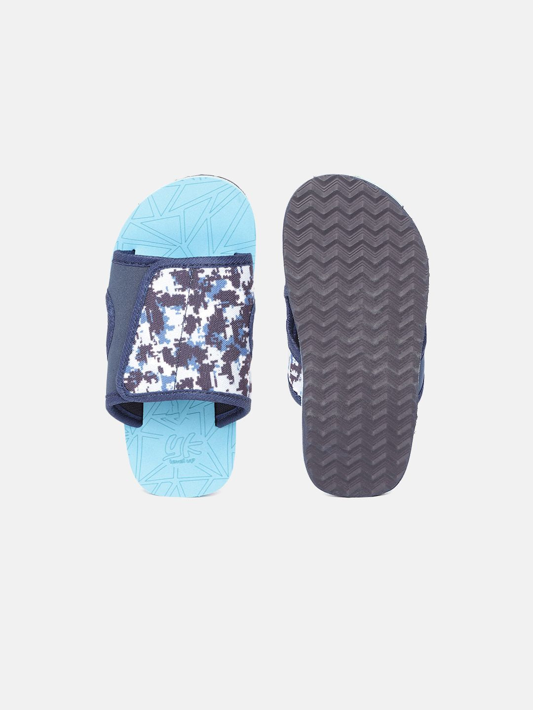 YK Boys Blue & Brown Abstract Print Sliders