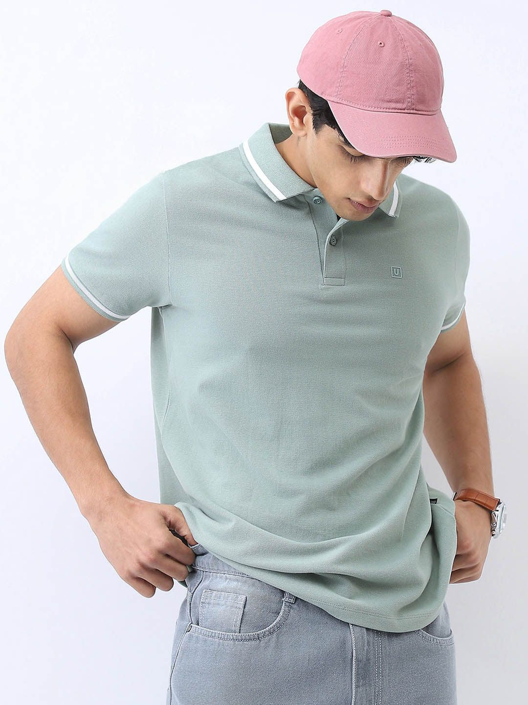 Urbano Fashion Men Solid Regular Fit Half Sleeve Cotton Polo T-Shirt