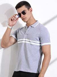Thomas Scott Men Striped Polo Collar Cotton T-shirt