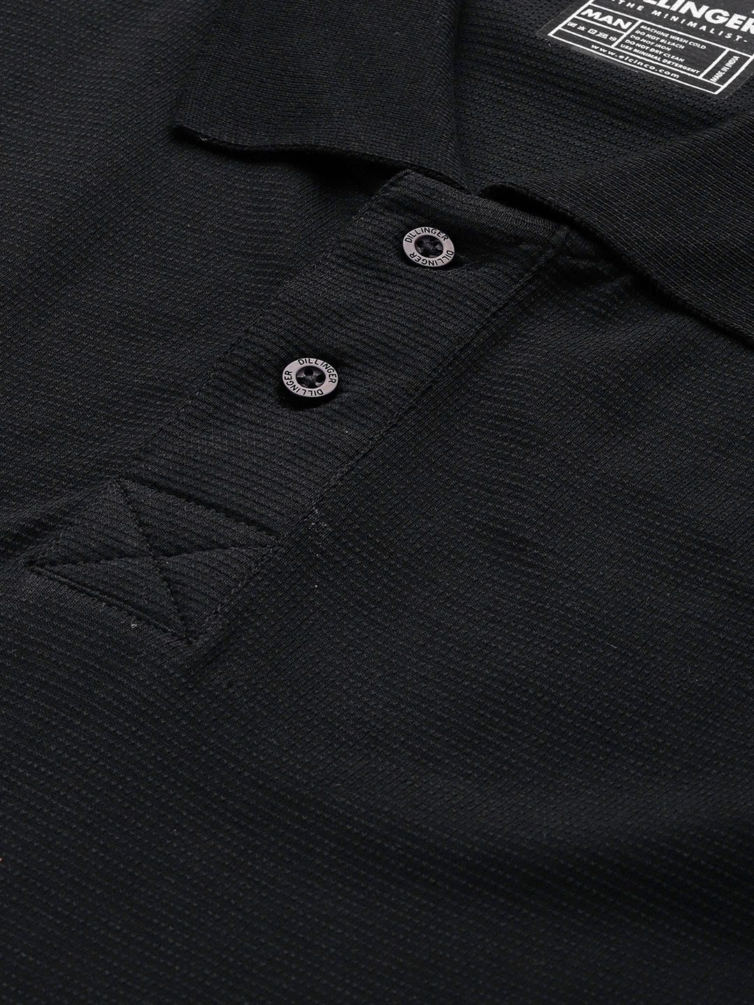 DILLINGER Men Solid Honeycomb Structure Oversized Cotton Polo T-Shirt