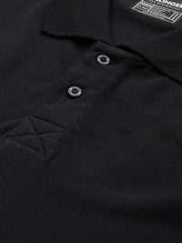 DILLINGER Men Solid Honeycomb Structure Oversized Cotton Polo T-Shirt