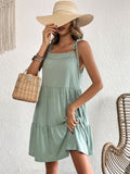 DressBerry Shoulder Straps Tiered Sheath Dress
