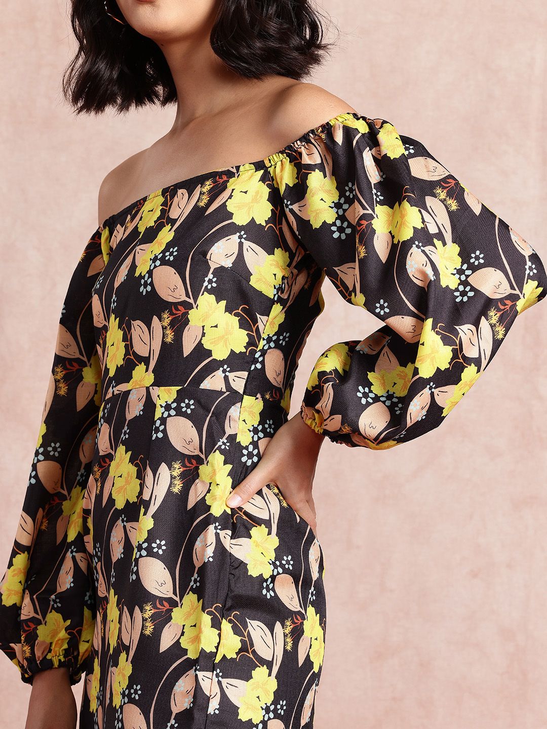 all about you Floral Print Puff Sleeve Sheath Mini Dress