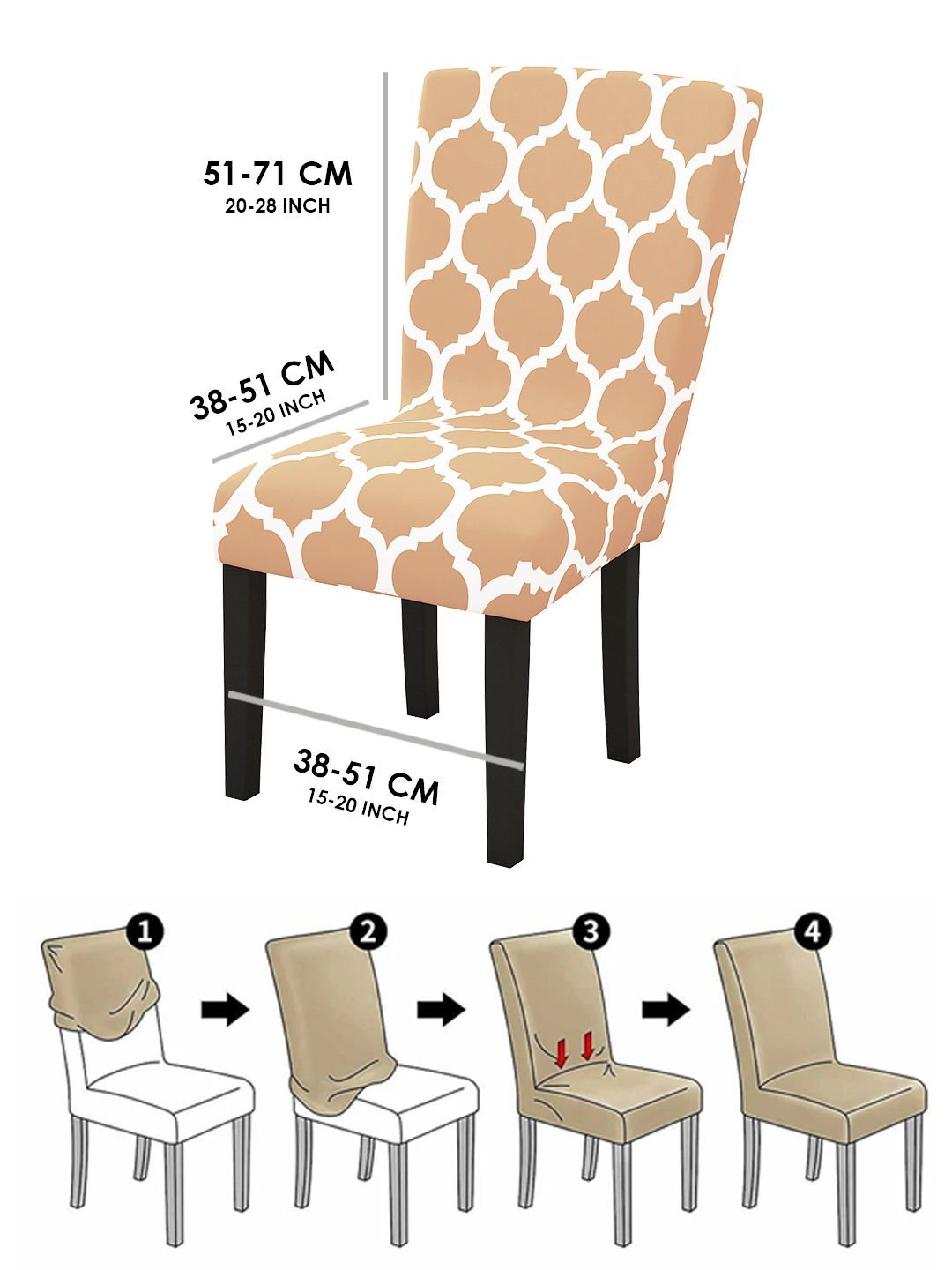 Story@home Beige Motif Printed Chair Cover