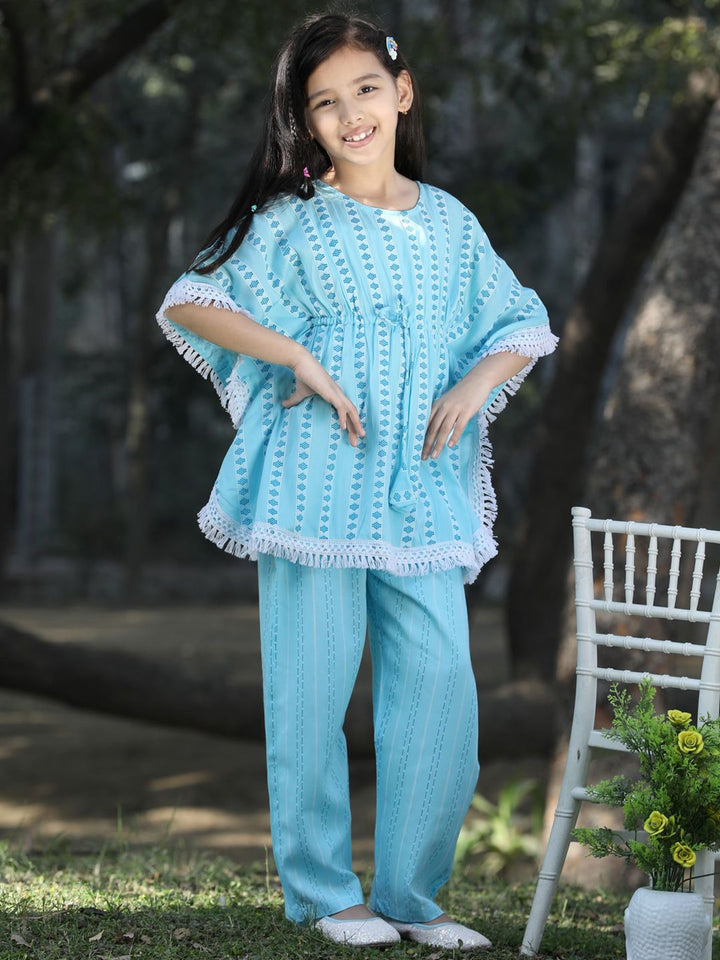 Cutiekins Girls Striped Kaftan Kurta with Palazzos