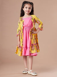 pspeaches Girls Print Fit & Flare Dress With Shrug