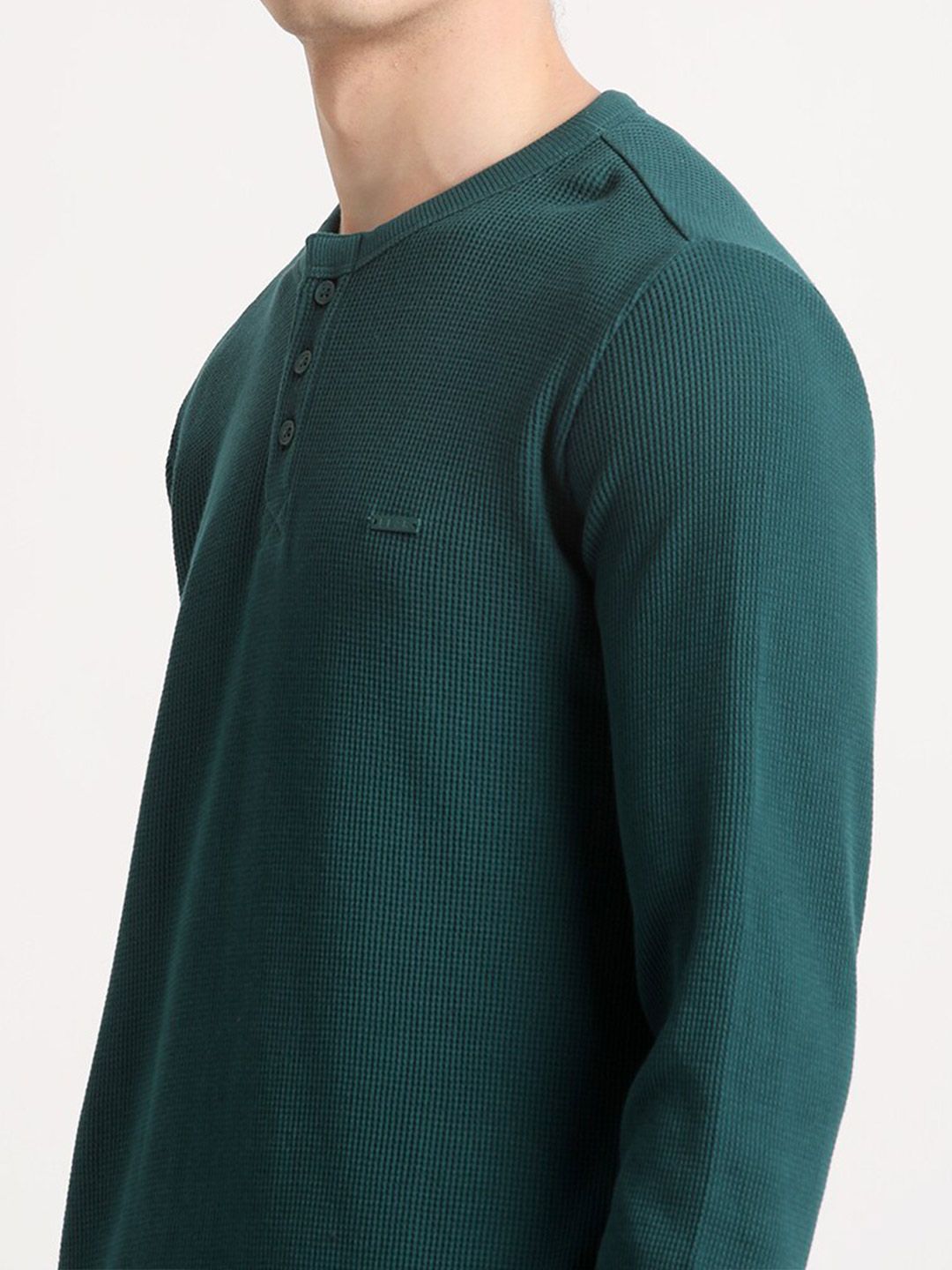 THE BEAR HOUSE Henley Neck Pure Cotton Slim Fit T-shirt