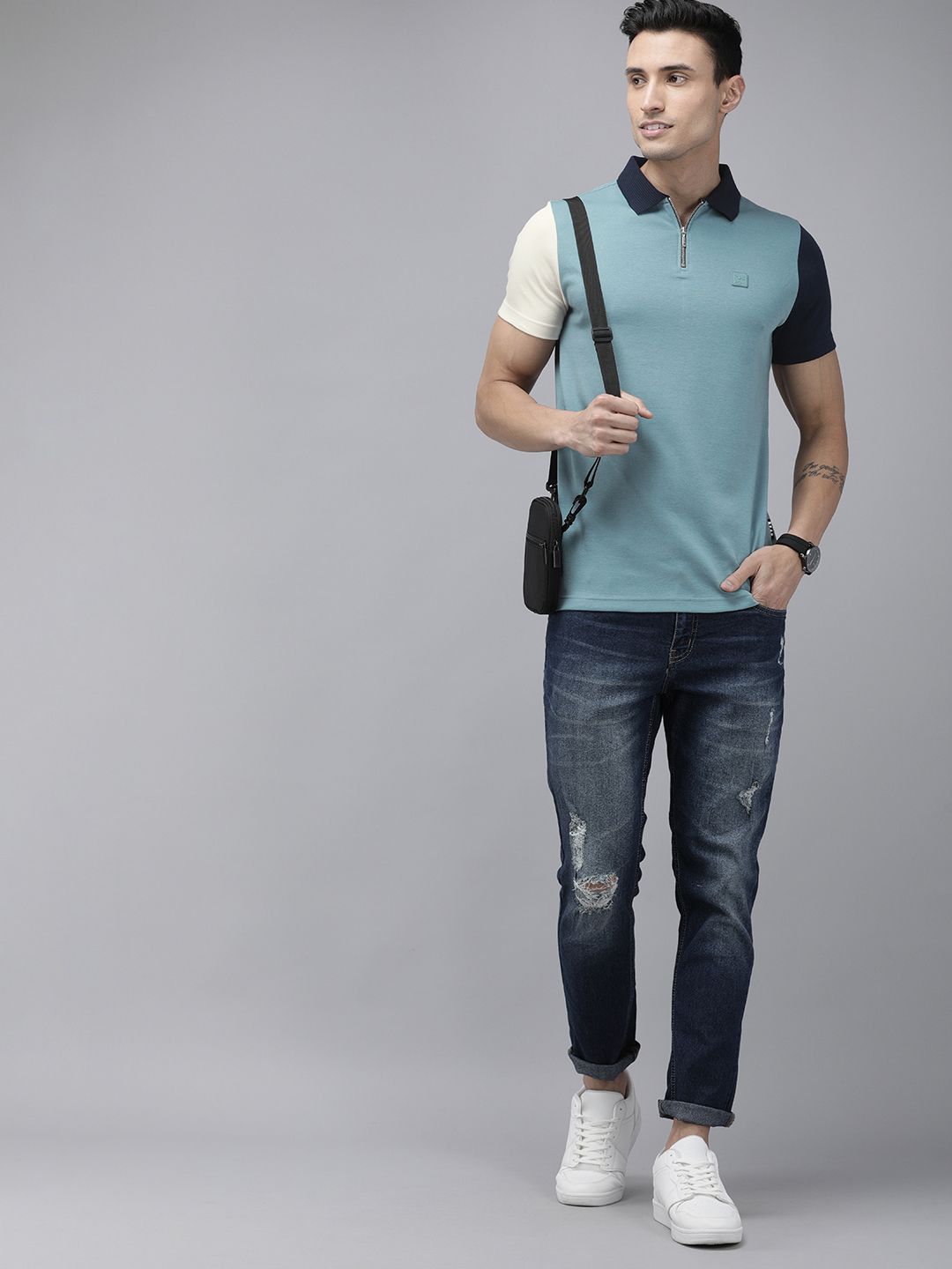 THE BEAR HOUSE Ardor Edition Men Polo Collar Applique Detail Slim Fit T-Shirt