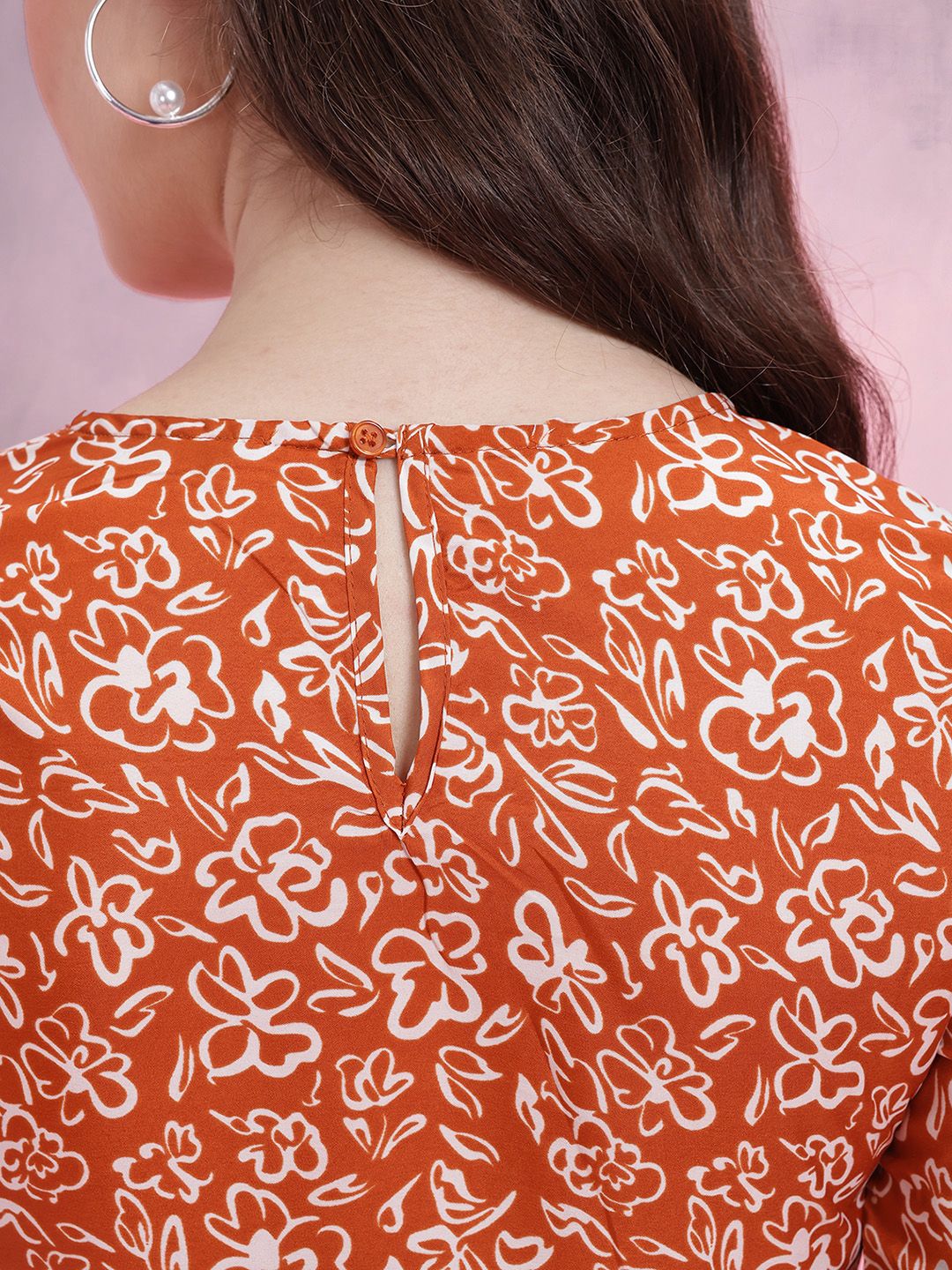 DressBerry Floral Print Bell Sleeve Empire Top