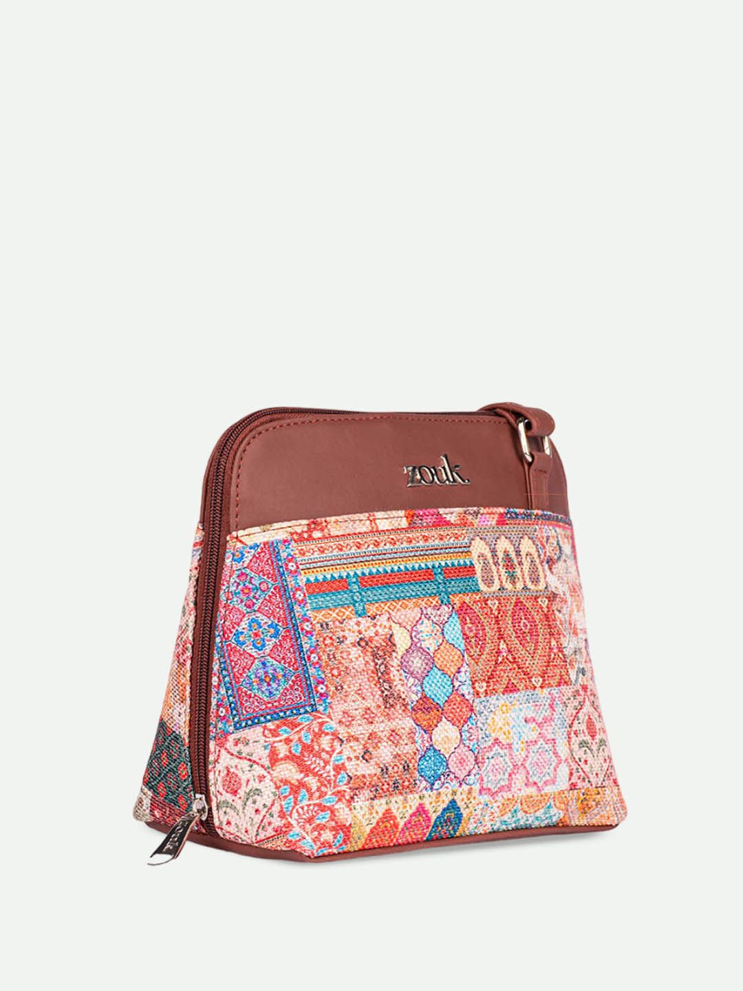 ZOUK Ethnic Motifs Printed Structured Sling Bag