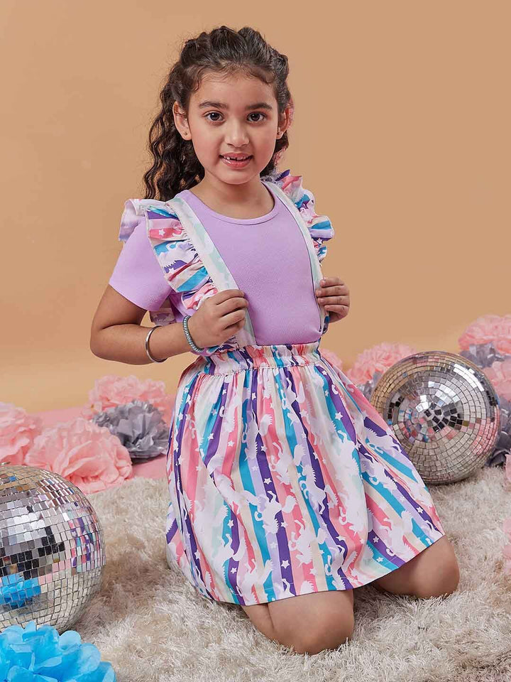 pspeaches Girls Abstract Printed T-shirt with Skirt