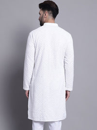 SOJANYA Mandarin Collar Chikankari Embroidered Pure Cotton Kurta
