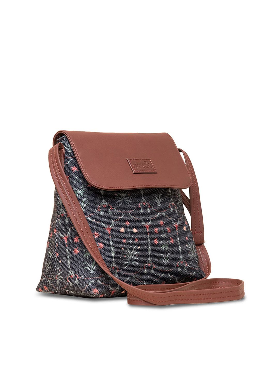 ZOUK Ethnic Motifs Printed Structured Sling Bag