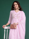 Indo Era Ethnic Motifs Embroidered Pure Cotton Kurta with Trousers & Dupatta
