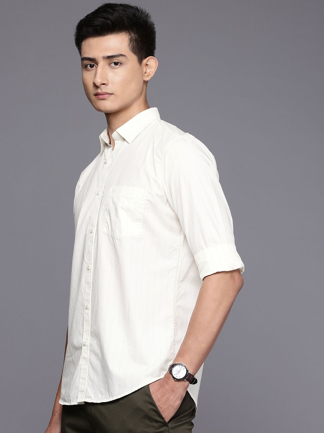 Raymond Striped Pure Cotton Casual Shirt