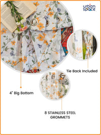 URBAN SPACE Yellow & White Set of 2 Floral Sheer Window Curtain