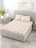 BOMBAY DYEING Dream Lover Beige Floral Cotton 104 TC Queen Bedsheet Set 2.54 x 2.24m