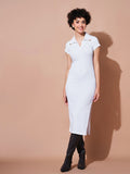 SASSAFRAS BASICS Shirt Collar Sheath Midi Dress