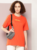 DILLINGER Women Typography Printed Pure Cotton Oversized T-shirt