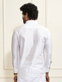 VASTRAMAY Men White Classic Casual long sleeve Shirt