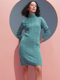 DressBerry Embellished Cable Knit Sheath Acrylic Winter Dress