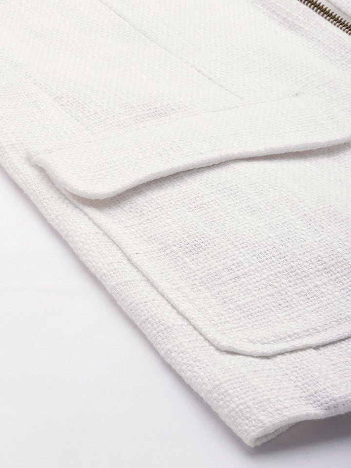 Mr Bowerbird  Pure Cotton Self Design Textured Tailored Fit Casual Blazers