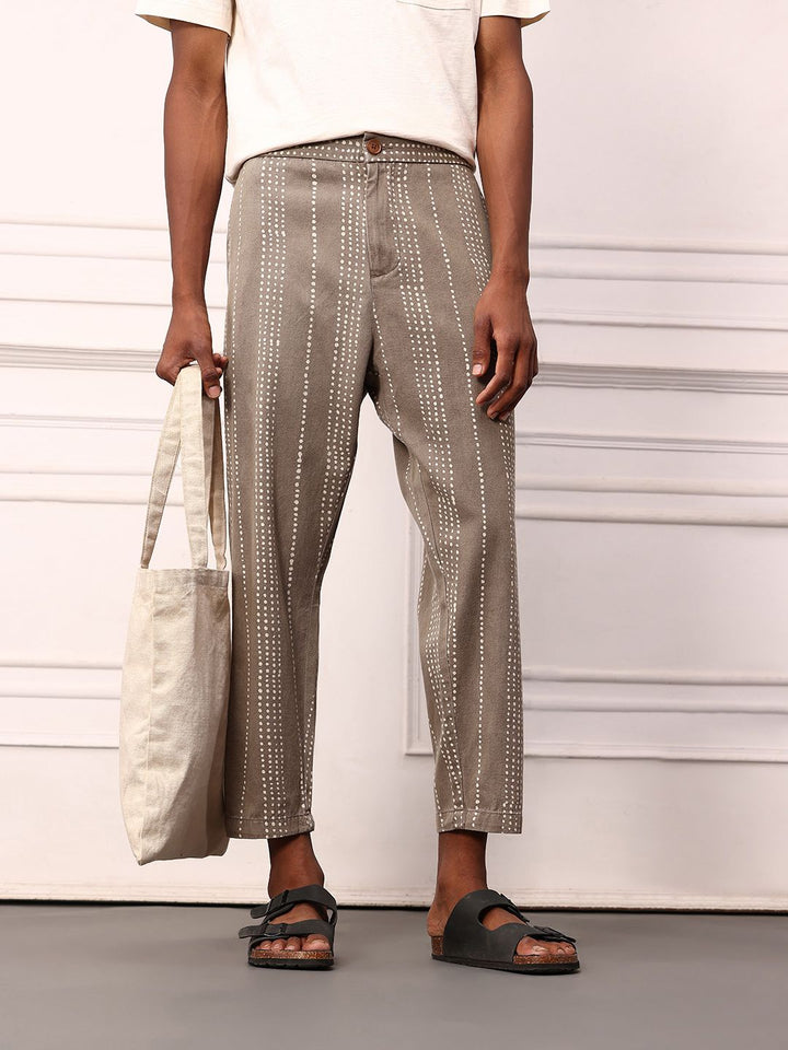 Mr Bowerbird Men Printed Pure Cotton Liberal Fit Trousers With a Notepad