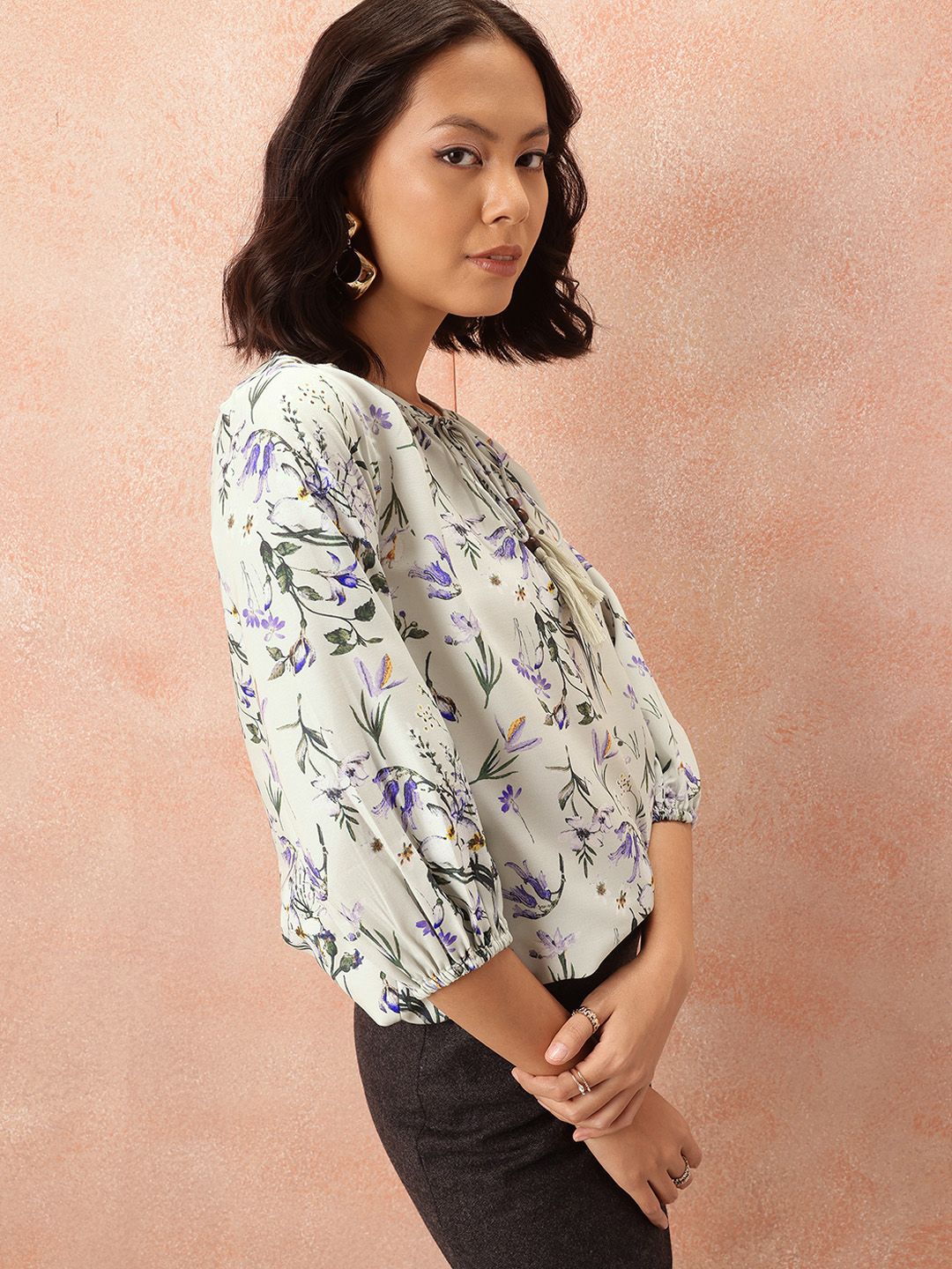all about you Floral Print Puff Sleeve Top