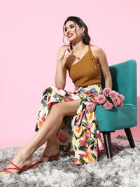 Berrylush Women Pretty Pink Abstract Crepe Skirt