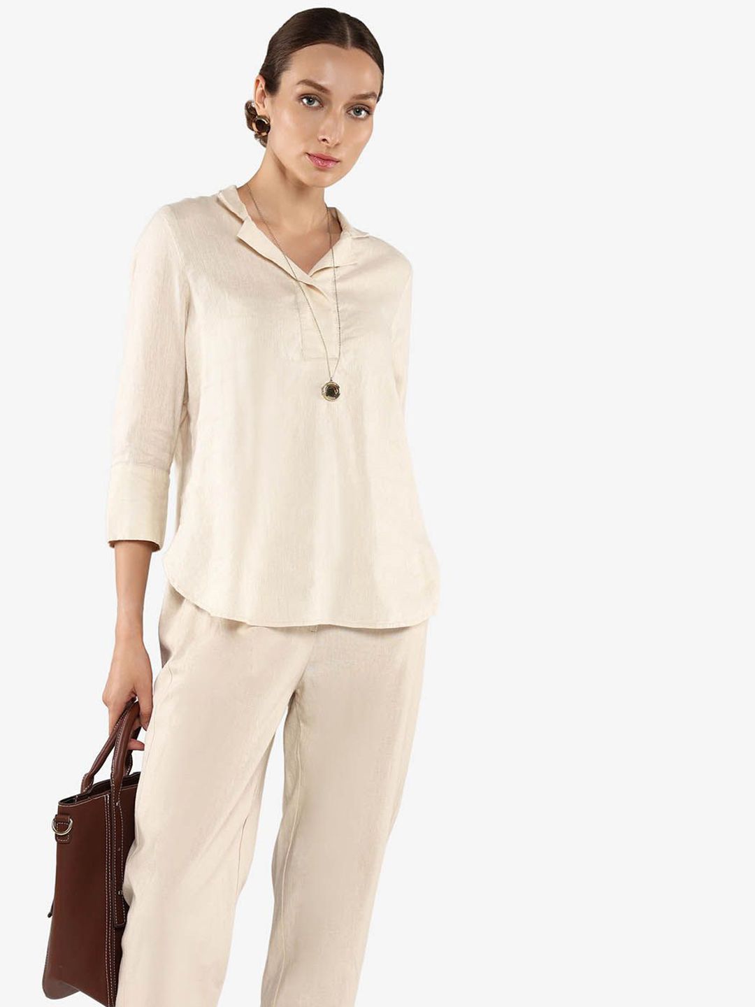 RAREISM Women Shirt Collar Cotton Shirt Style Top