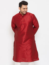 VASTRAMAY Men Maroon Silk Blend Kurta