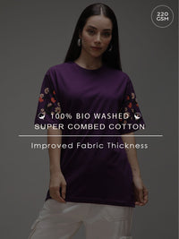DILLINGER Women Short Sleeve Oversized Crew Neck Printed Tshirt