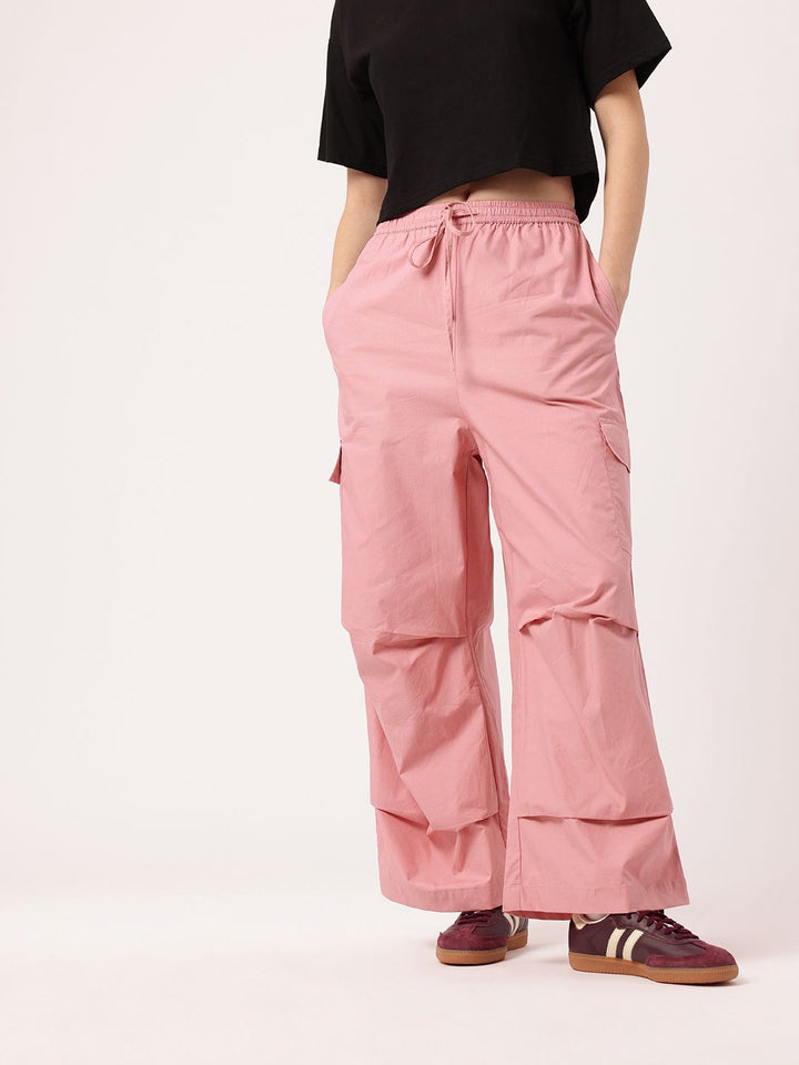 DressBerry Women Indie Street, Rose-Hued Cool Cargo Trousers