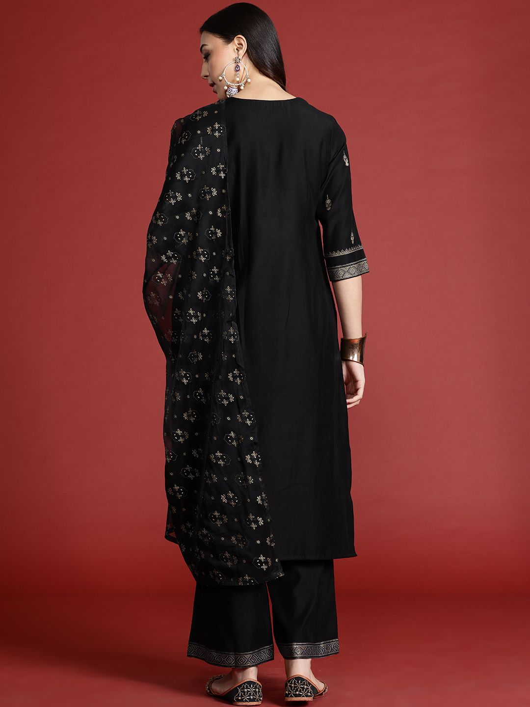 Anouk Tyohar Collection Printed Kurta with Palazzos & Dupatta