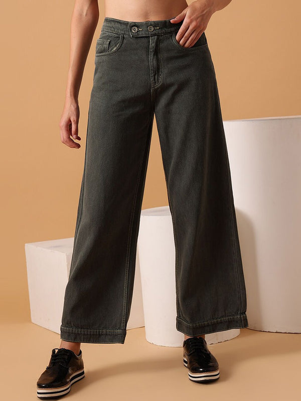 STREET 9 Women Grey Clean Look Comfort Wide Leg Jeans