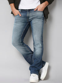 SPYKAR Men Cotton Bootcut Low-Rise Mildly Distressed Heavy Fade Stretchable Jeans