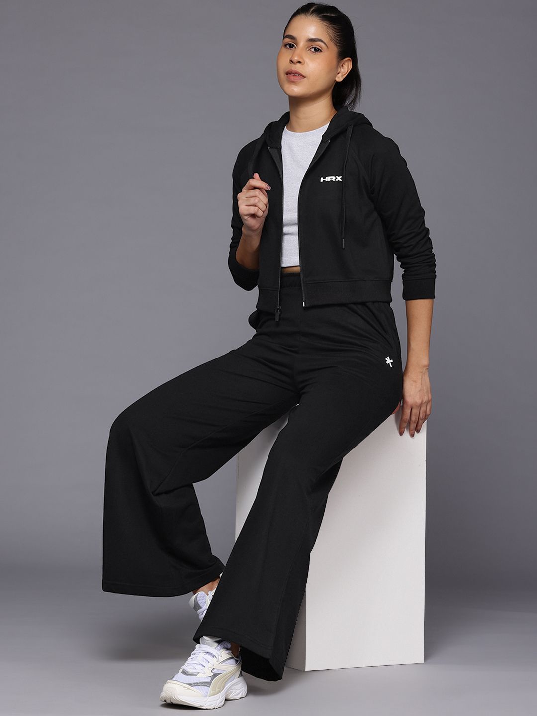 HRX by Hrithik Roshan Brand Logo Detail Hooded Zip-Up Lifestyle Tracksuit